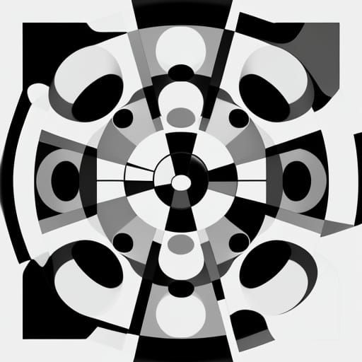 Vibrant Geometric Abstraction with Bold Colors and Thick Bla...