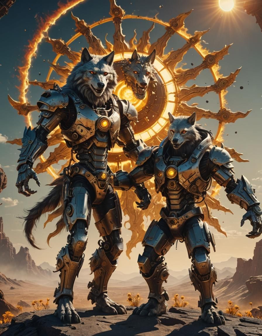 Wolf-Man with Mechanical Arms on the Sun