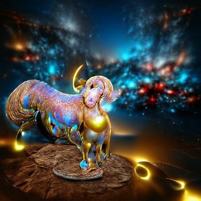 Iridescent Aries in Galactic Fantasy Style