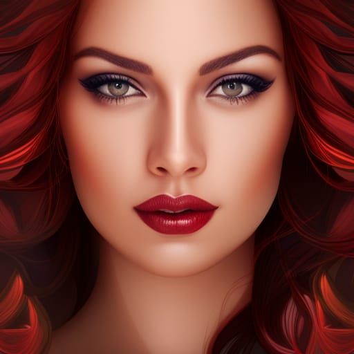 Fiery Redhead Supermodel Meditating: Headshot Portrait