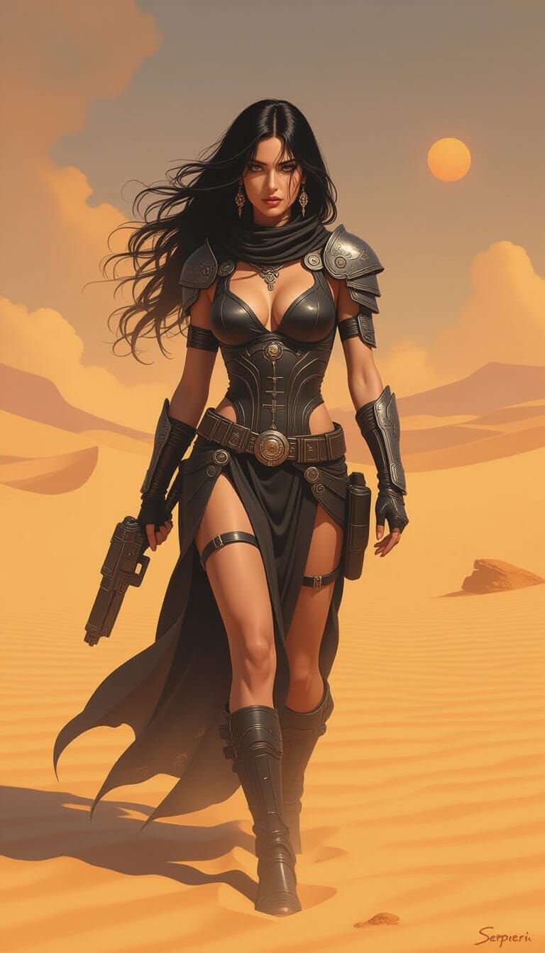 Druuna on Desert Planet with Ancient Tech in Dusk Light