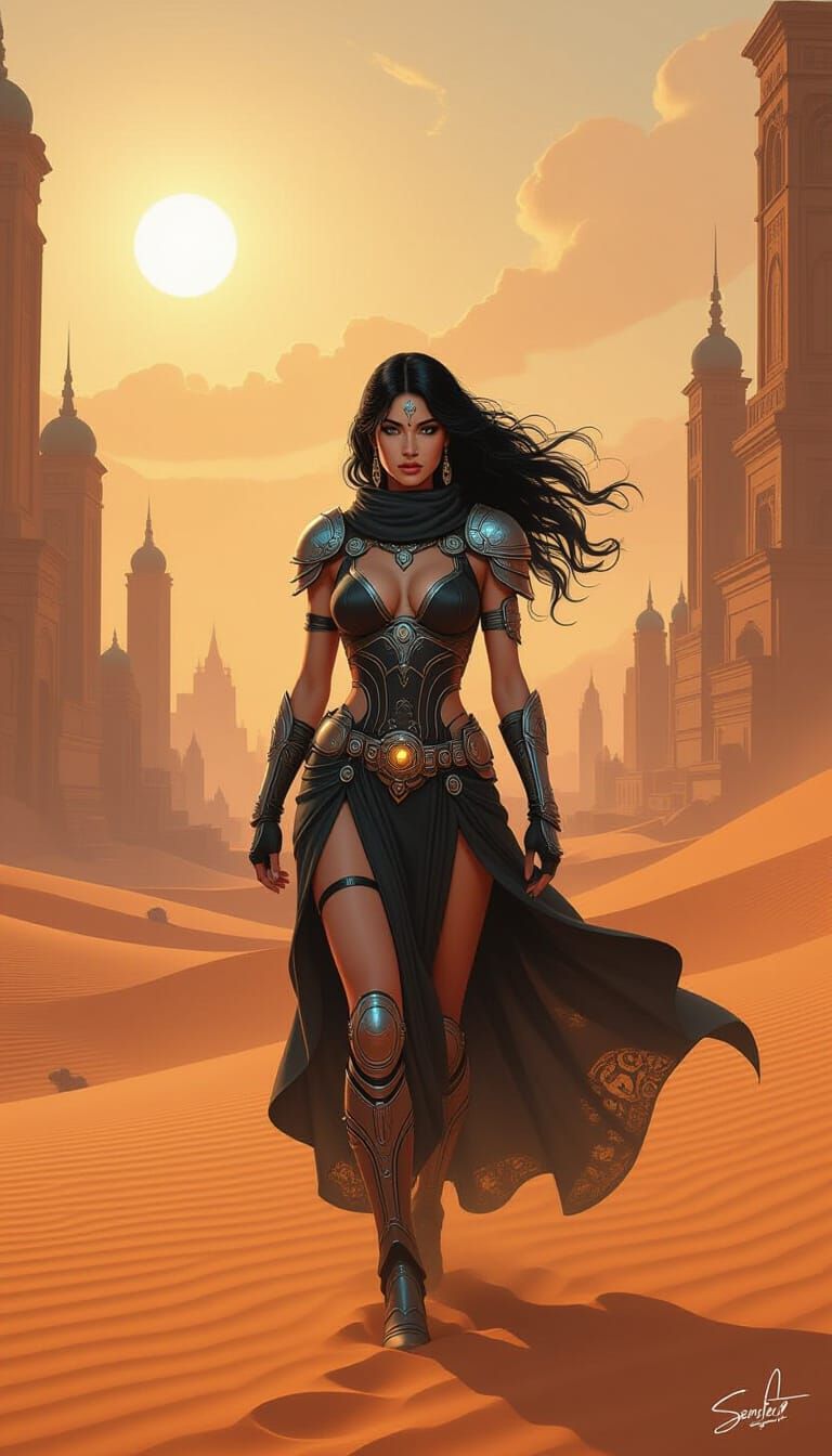 Druuna on Desert Planet with Ancient Tech, Dusk Light