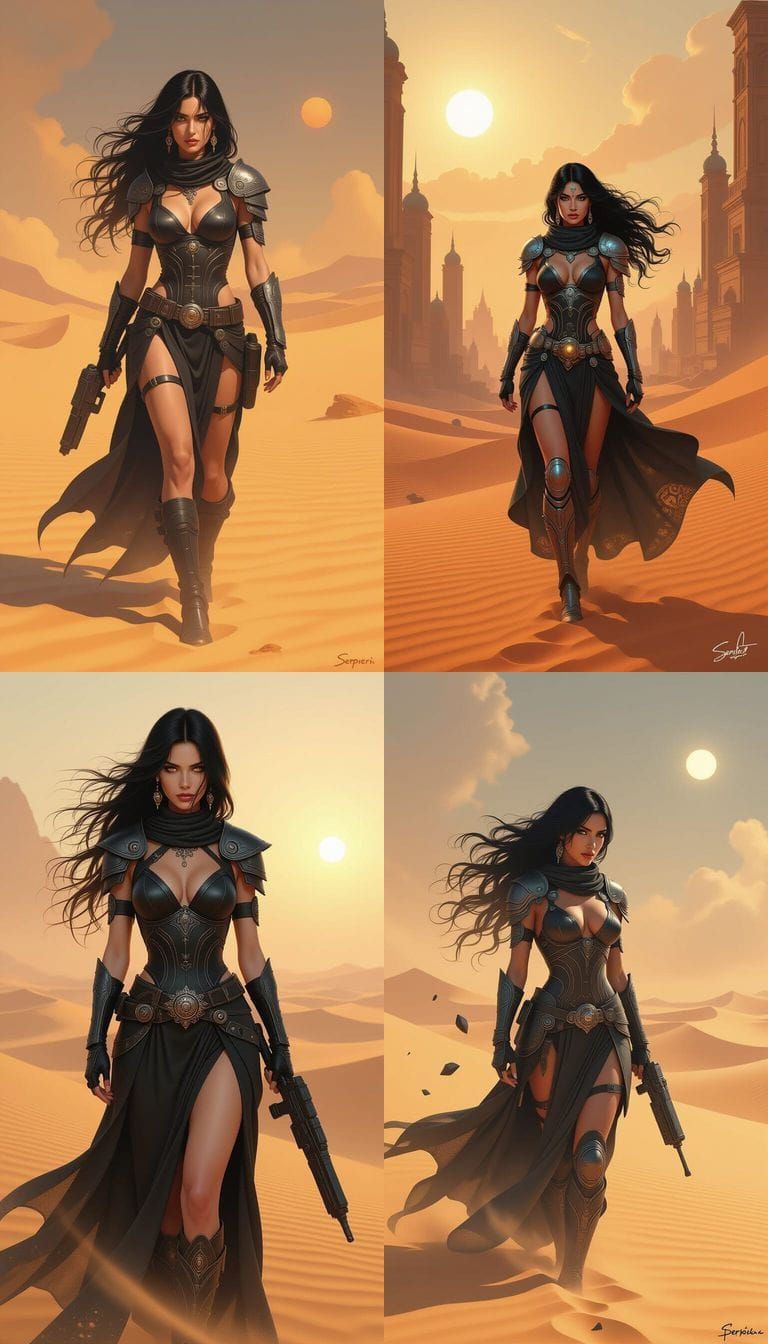 Druuna on Desert Planet with Ancient Tech in Dusk Light