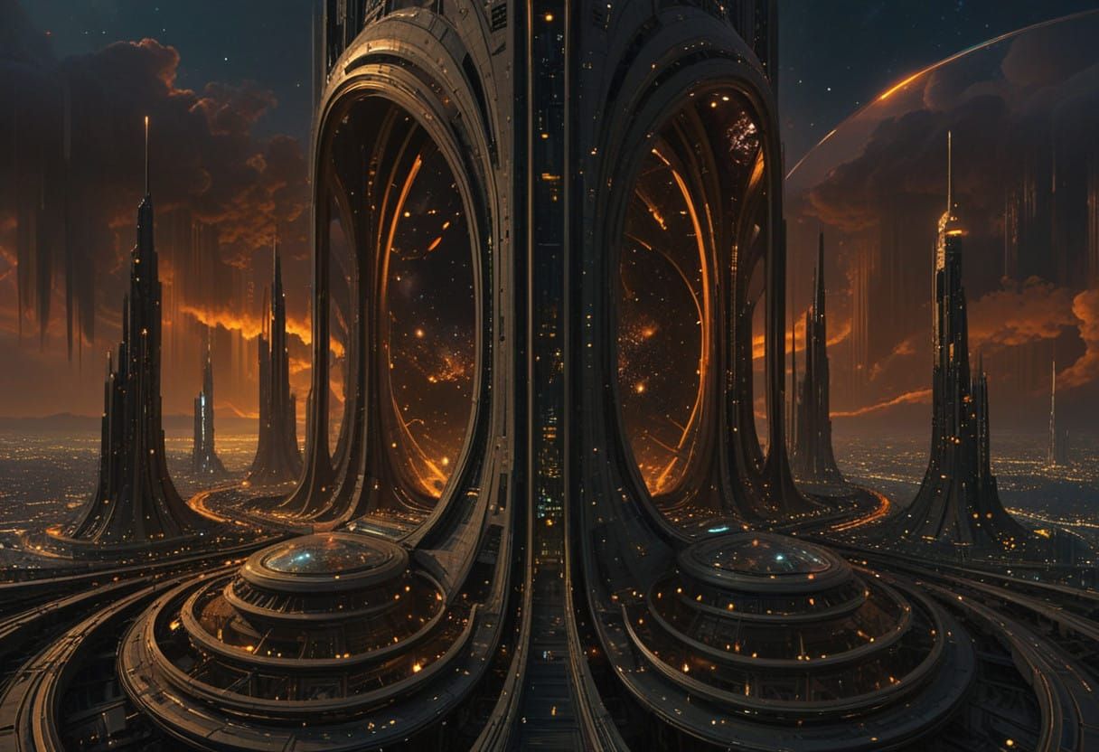 Surreal Mandelbrot Fractal Retrofuturistic Cityscape