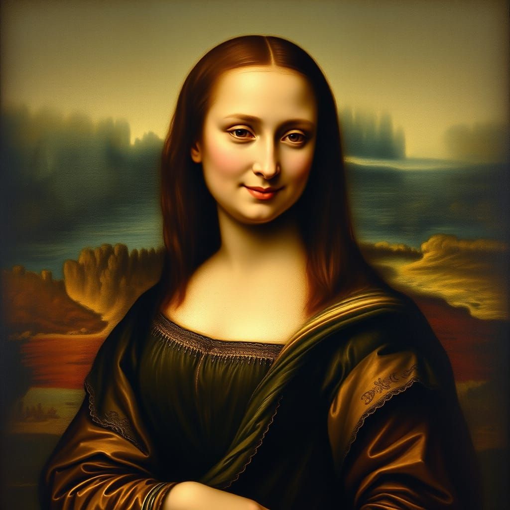 Mona Lisa Winking in Renaissance Style