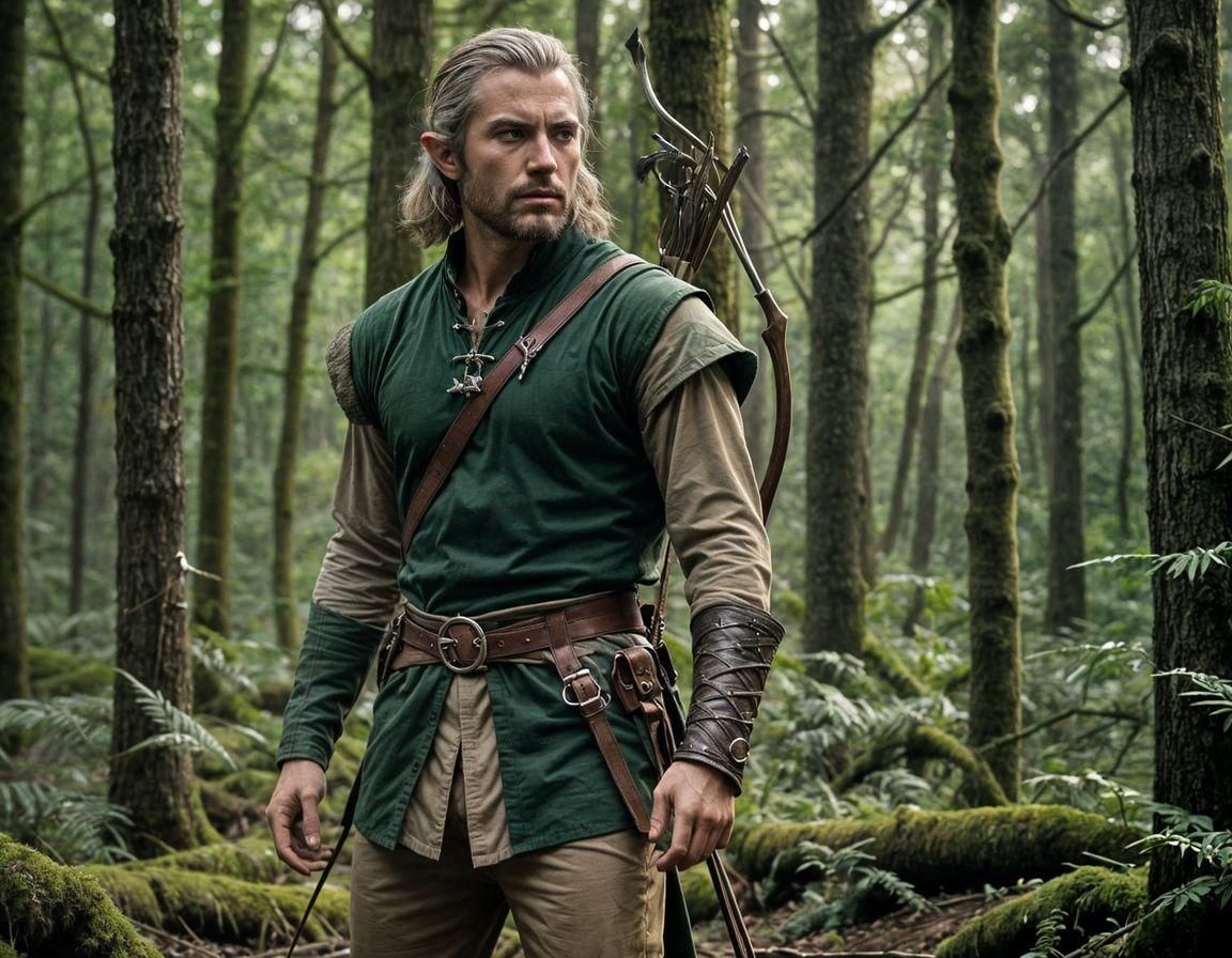 Half-Elf Ranger in Forest, Cinematic Film Still