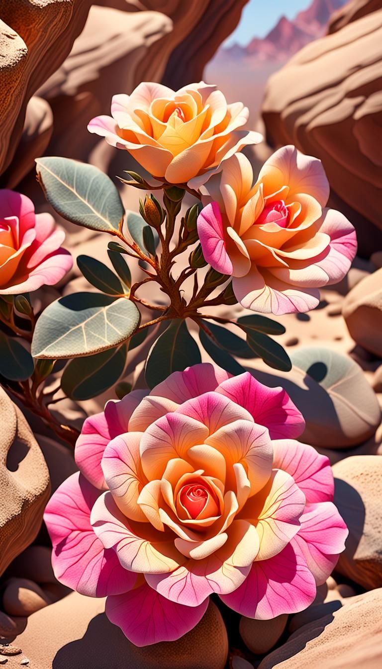 Desert Rose Growing in Arid Landscape: Concept Art
