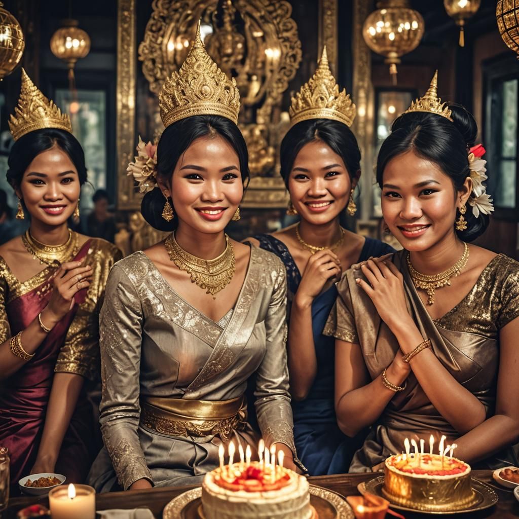 Khmer Woman Celebrates Birthday with Friends