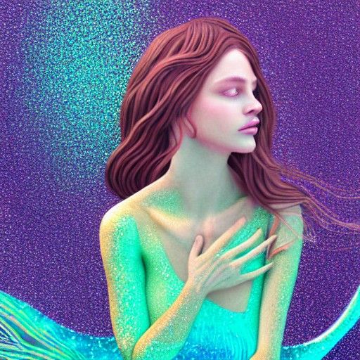 Hyperrealistic Mermaid with Sea Shells in Pastel Colors