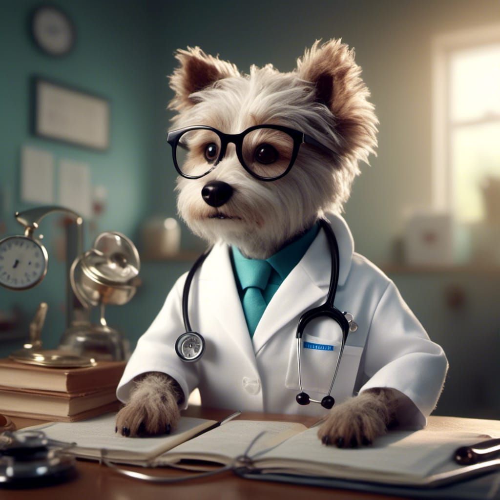 Anthropomorphic Dog Doctor Portrait