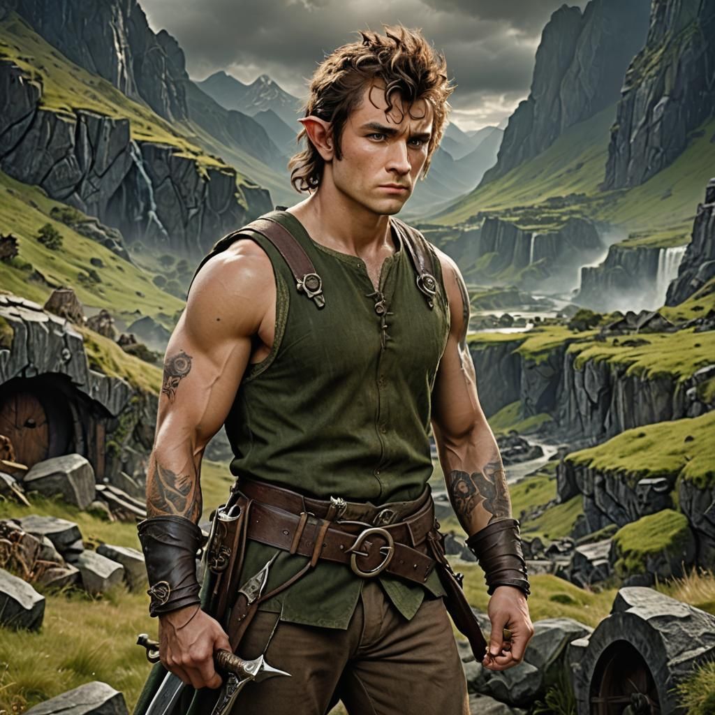 Hobbit Barbarian with Warhammer in Mountain Storm