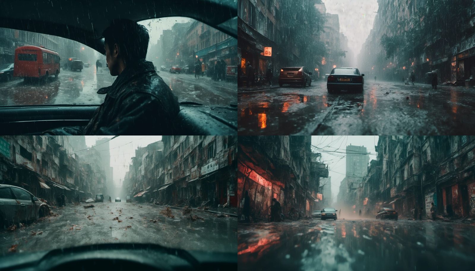 Rainy City Drive: In-Car Perspective of Asian Driver