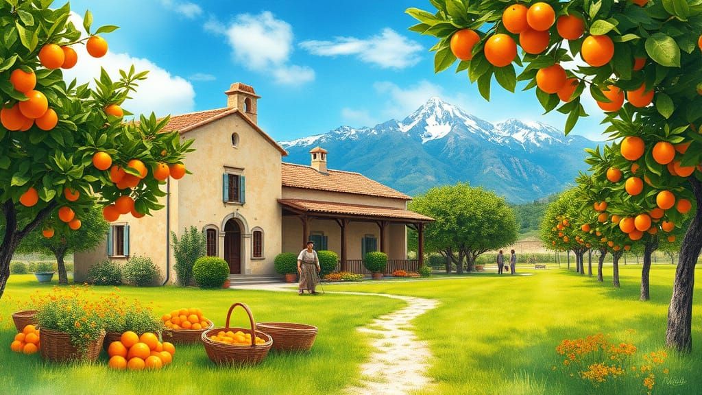 Serene 19th-Century Farmhouse in Vibrant Orange Groves