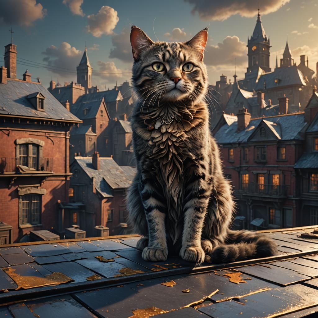 Cat on a Hot Tin Roof: Detailed Matte Painting
