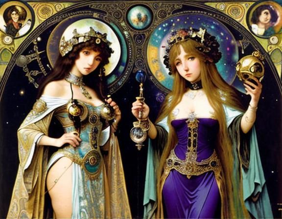 Baroque Astronaut Goddesses in Oil on Canvas