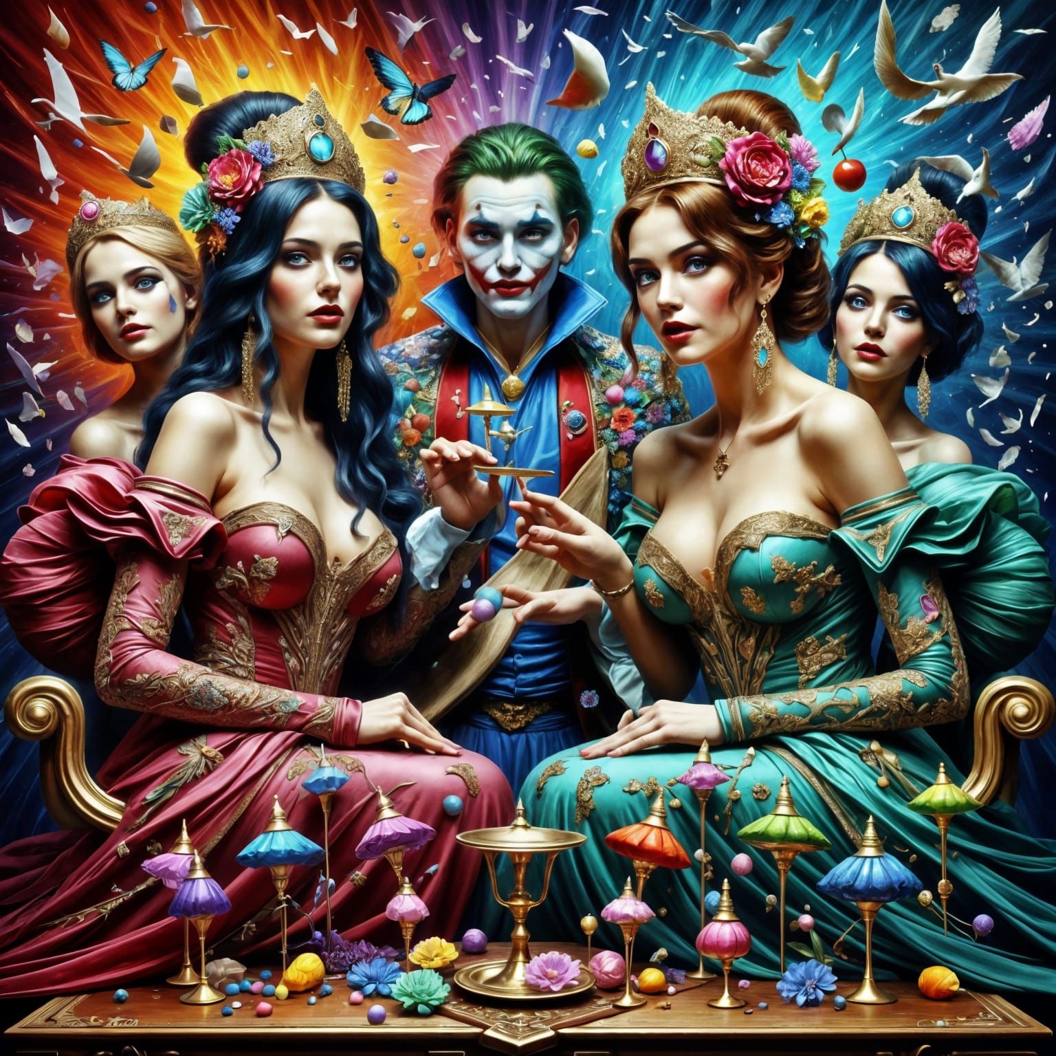 Joker's Wild Neo-Impressionist Oil Painting