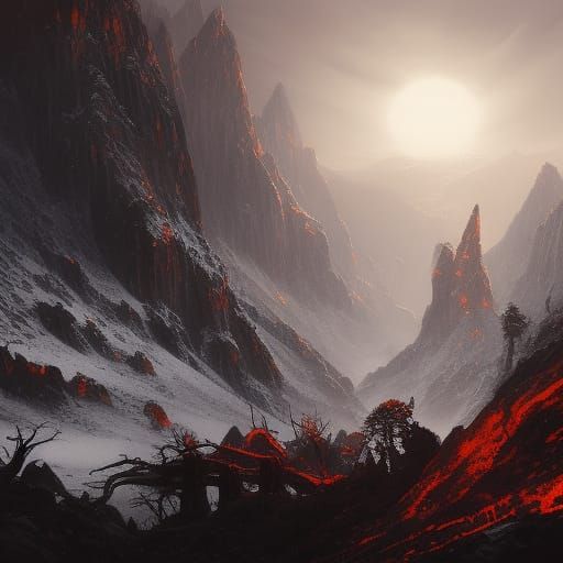 High Gothic Valley of Bones: Dark Fantasy Art