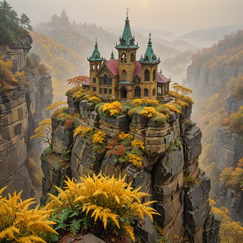 Goldenrod Shrine on Elbe Sandstone Mountains