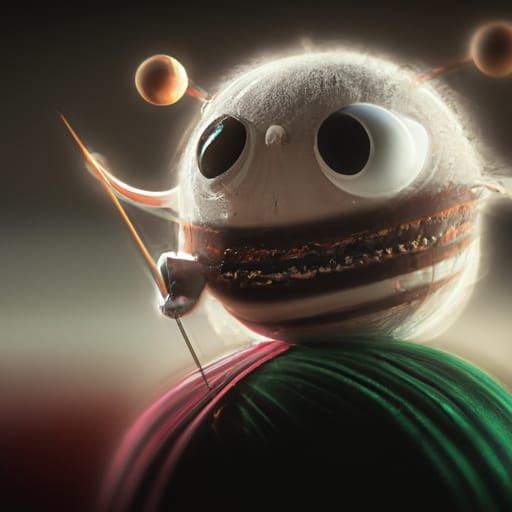 Cute Yarn Spider in Knitted Web, Digital Painting