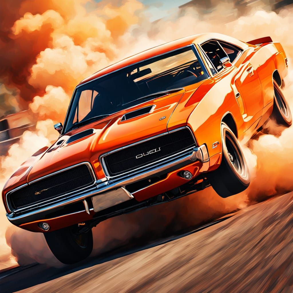 Dodge Charger 'General Lee' Stunt in Golden Hour