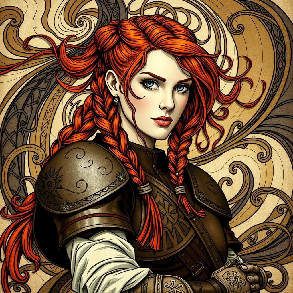 Celtic Warrior in Art Nouveau Style