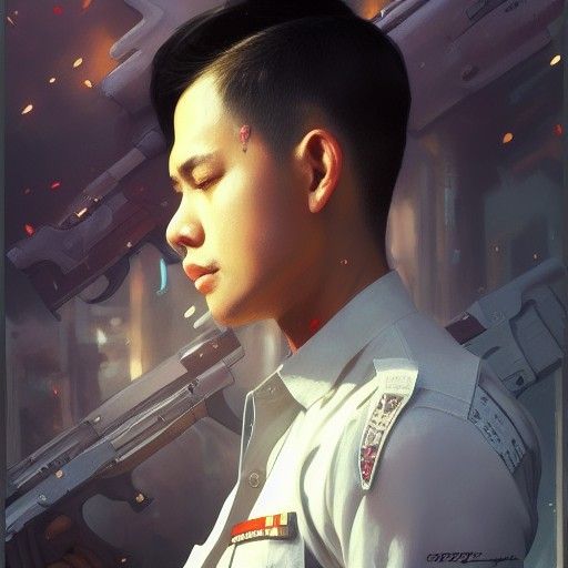 Futuristic Filipino Officer Portrait in 8K Resolution