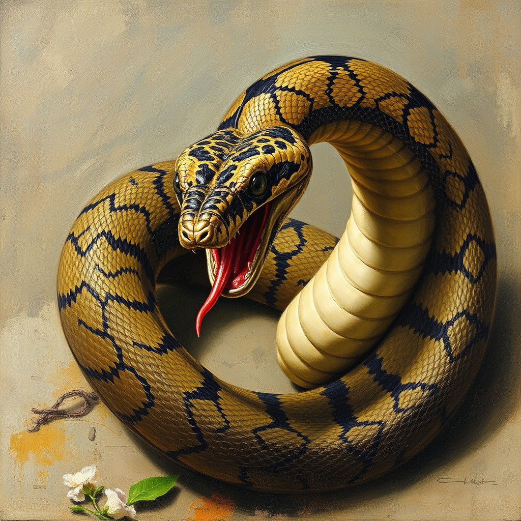 Surreal Serpent Blending Baroque and Impressionism
