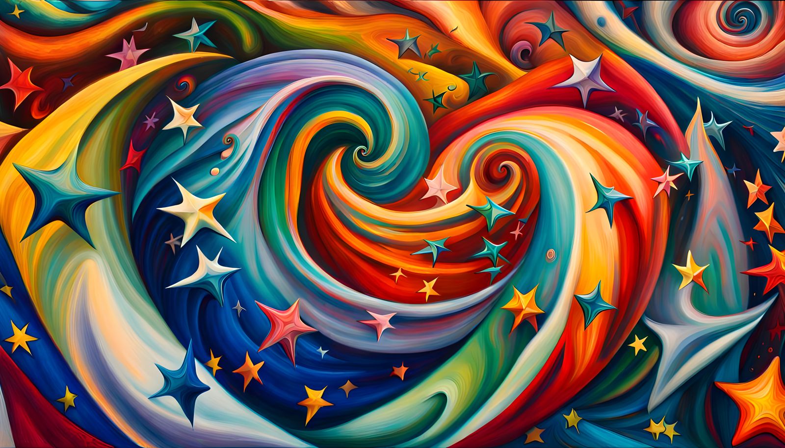 Swirling Star Vortex in Impasto Oil Style