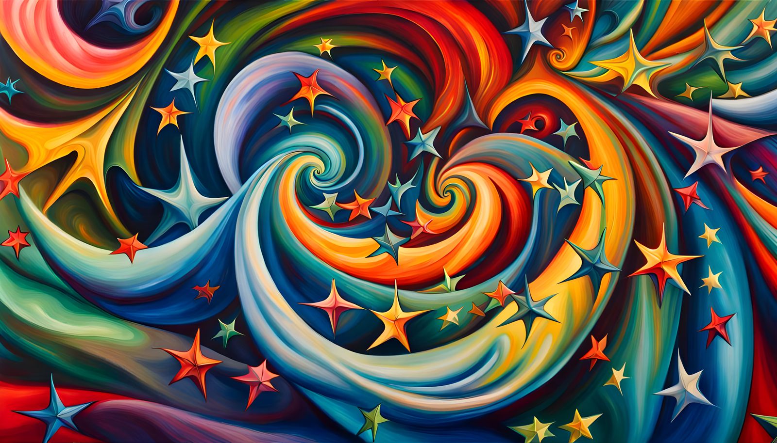 Vivid Stellar Vortex in Impasto Oil Style
