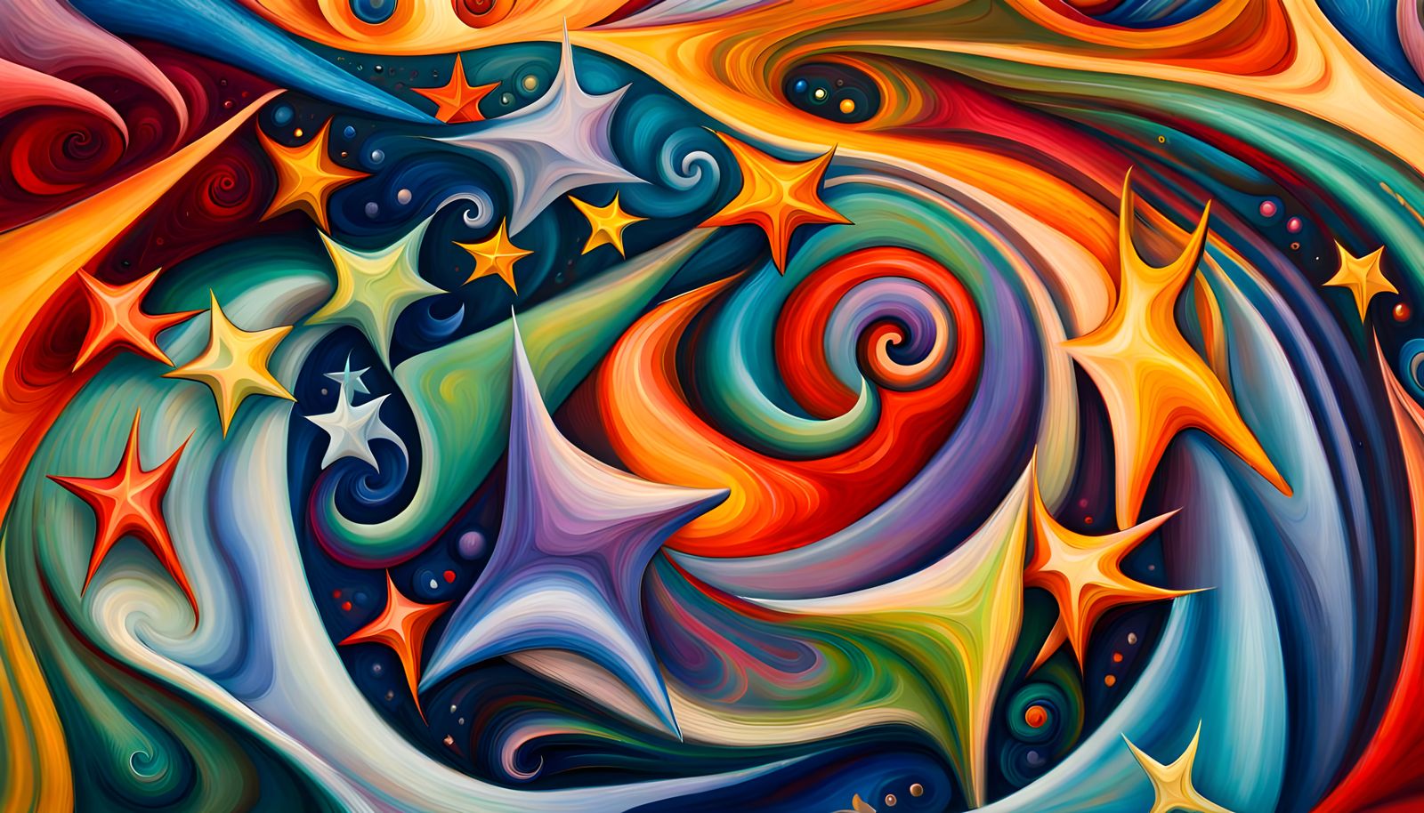 Vivid Star Vortex in Impasto Oil Style