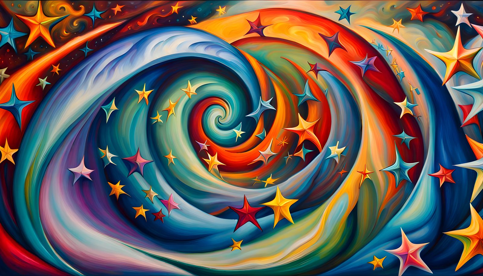Vibrant Star Vortex in Impasto Oil Painting Style
