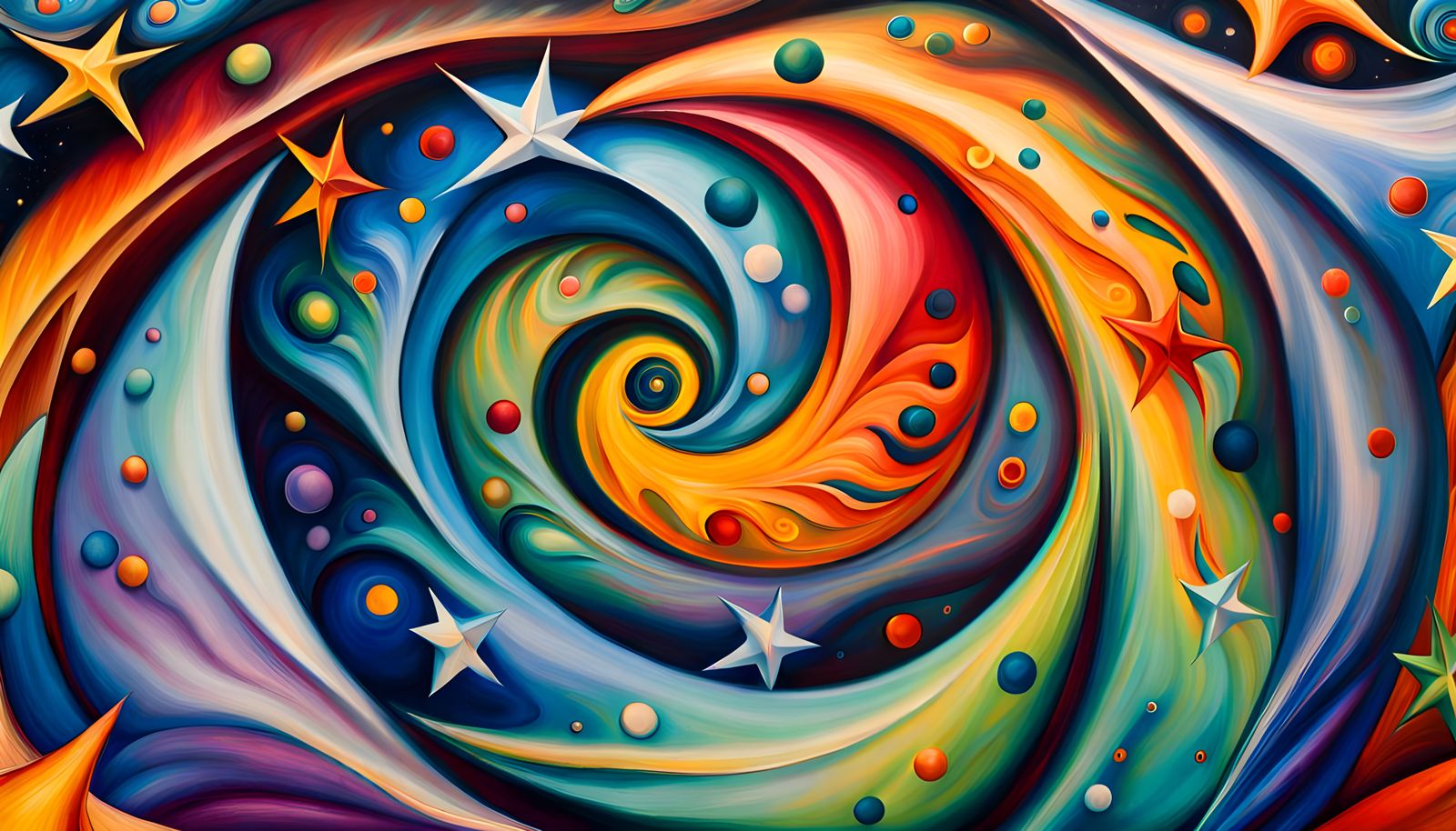 Helical Stellar Vortex in Impasto Oil Style