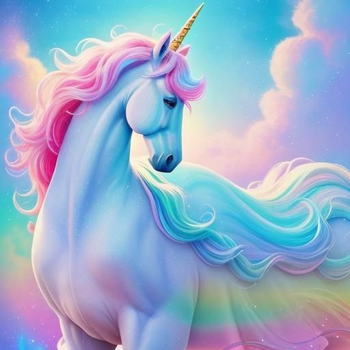 Pink Unicorns Dancing on Rainbows in Dreamy Sky
