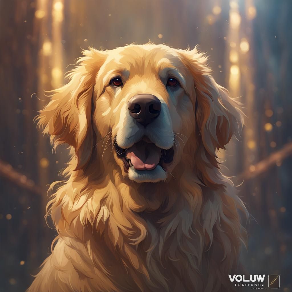 Hyperdetailed Portrait of a Golden Retriever in Unreal Engin...