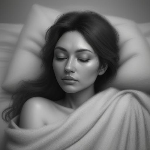 Monochromatic Beauty Slumbers in a Dreamlike Scene