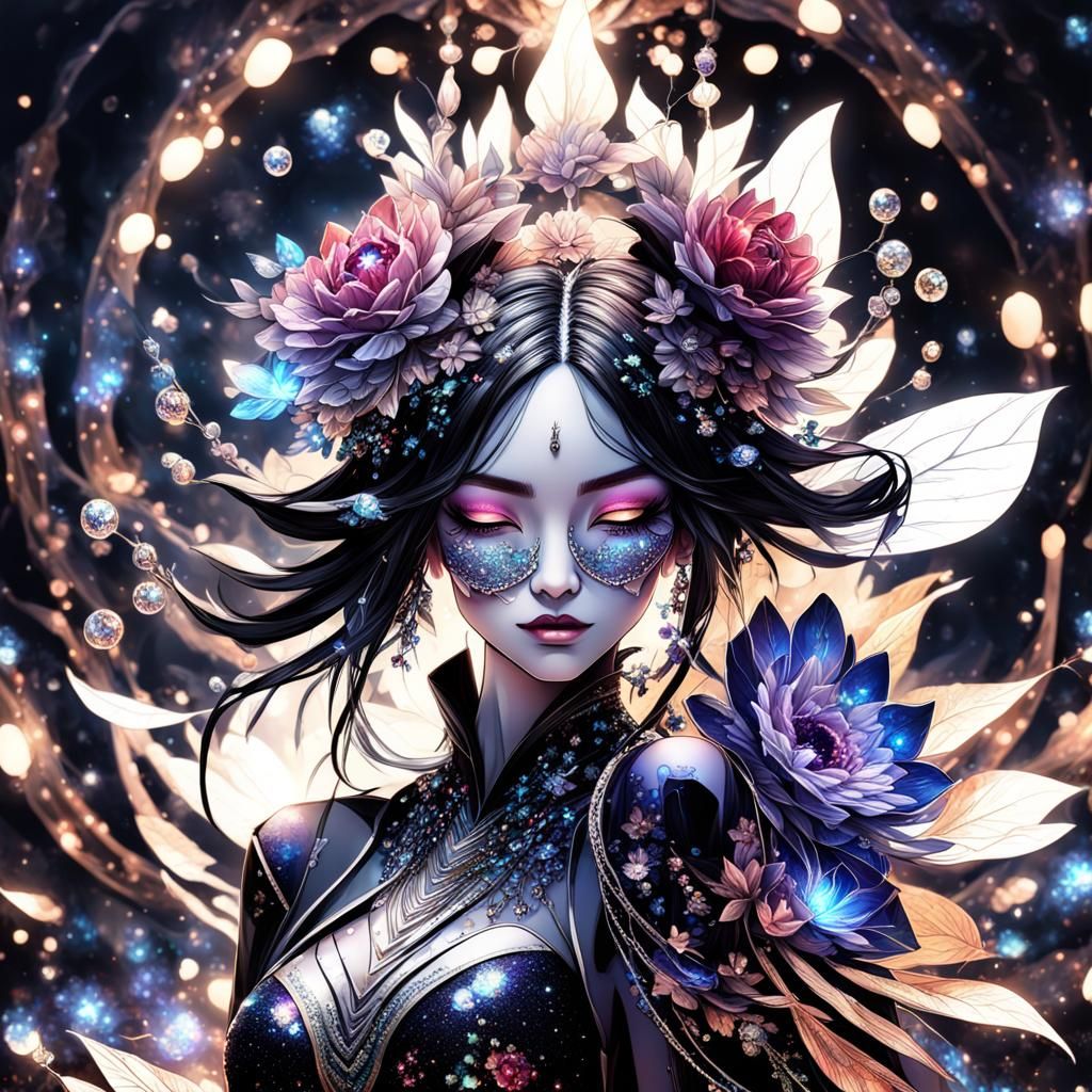 Glittering Fantasy Flower with Fairy Lights