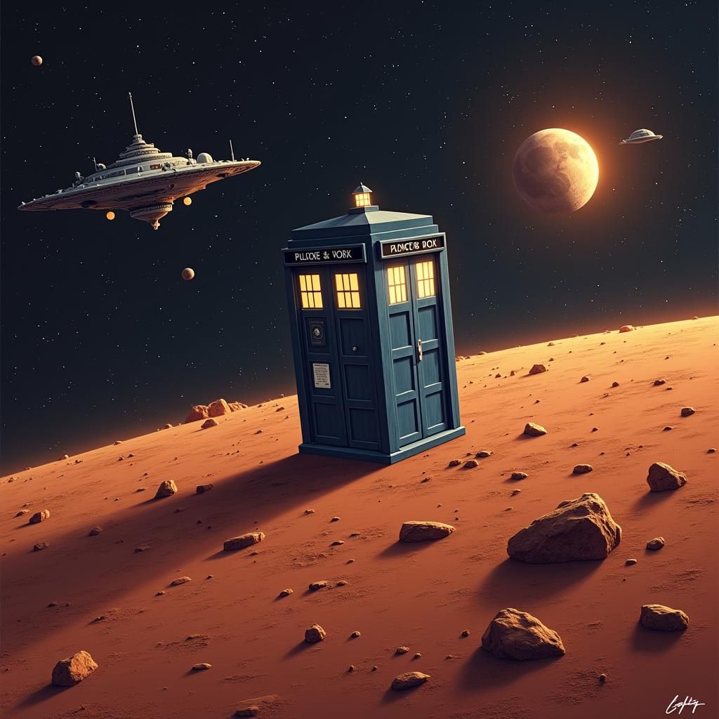 Tardis on Mars and Enterprise in Space