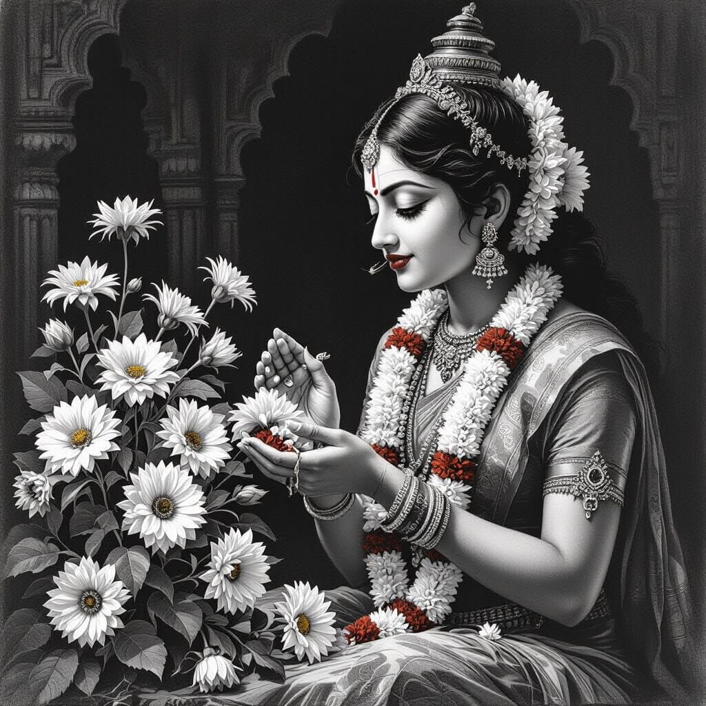 Mahadev and Devotee Pencil Sketch in Dürer and Rembrandt Sty...