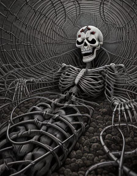 Junji Ito Style Laughing Graffiti and Barbed Wire