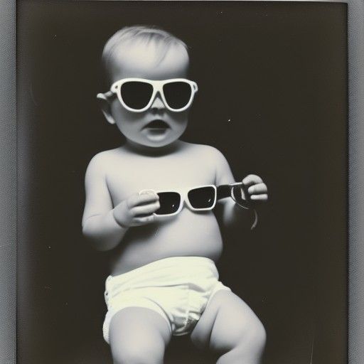 Vintage Polaroid of Baby with Cigar