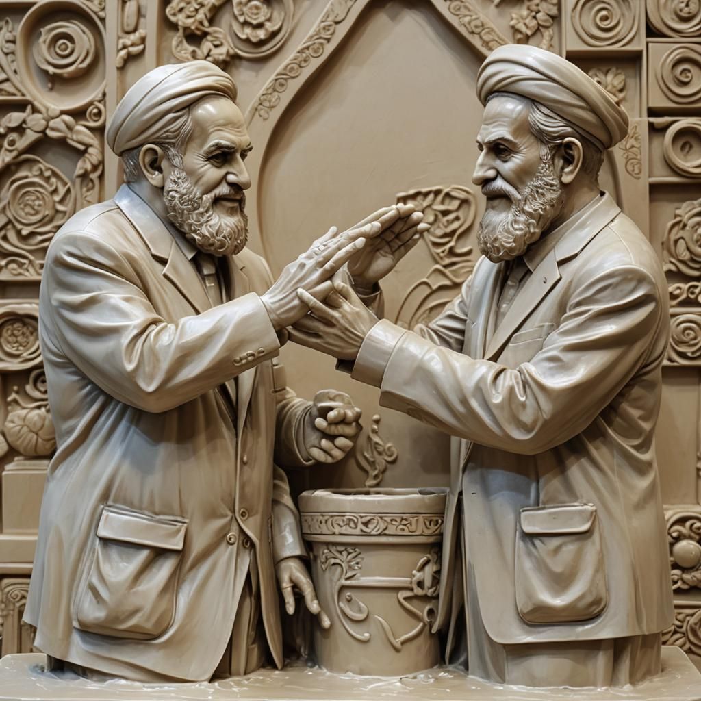Soap Sculpture Art: Netanyahu and Khomeini High-Five