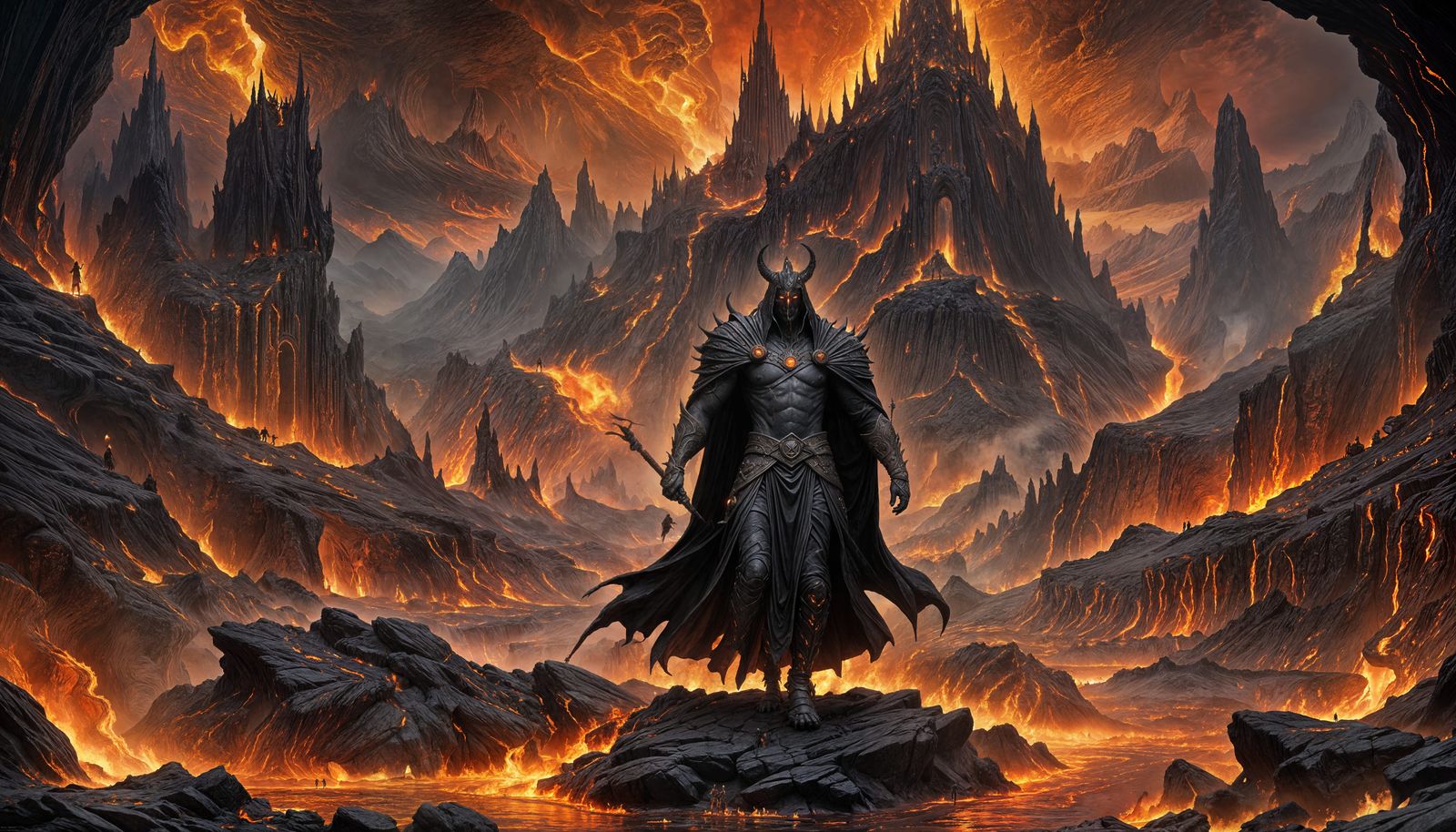 Hades in Hell's Fiery Landscape: 8k Concept Art