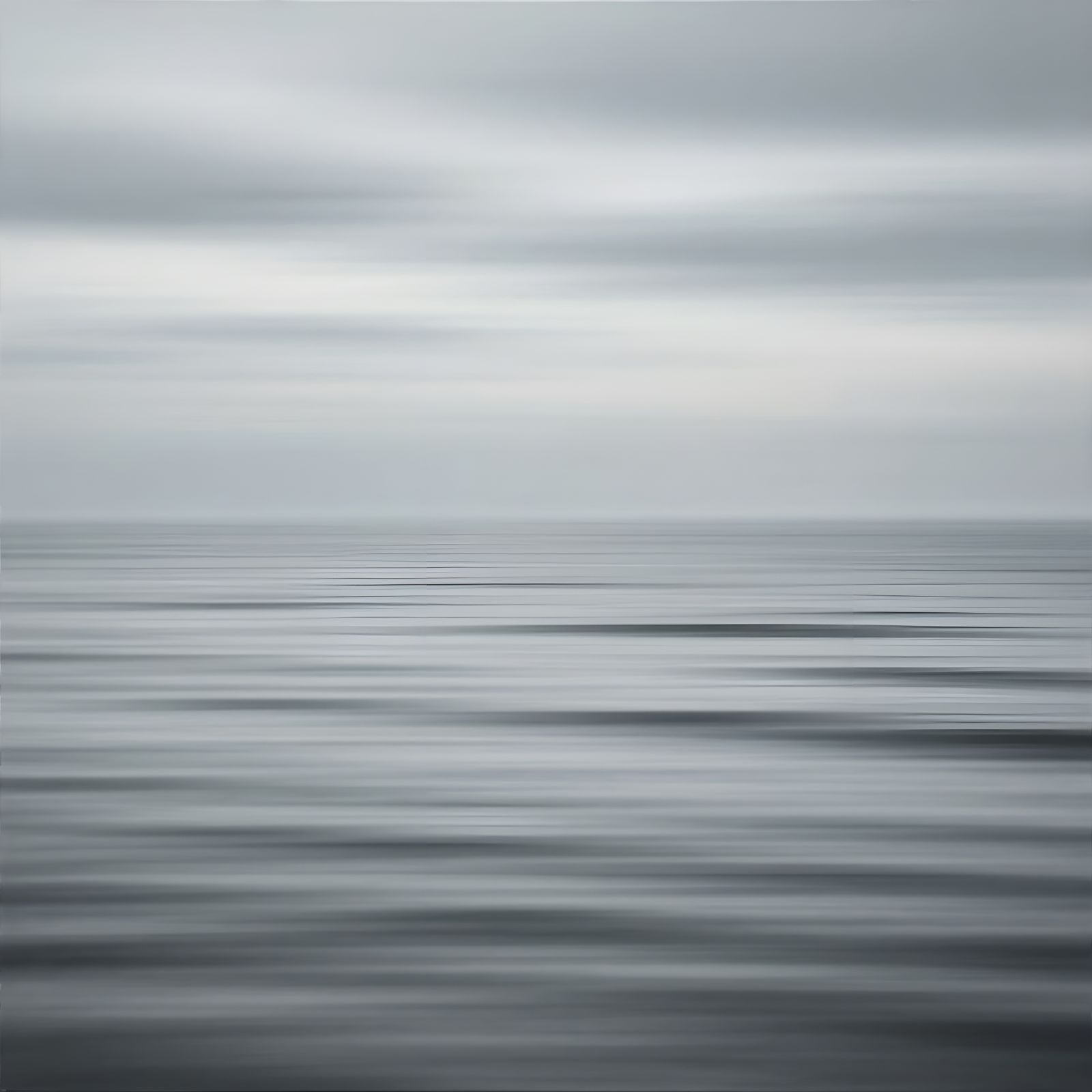 Minimalist Seascape Painting with Blurred Horizon