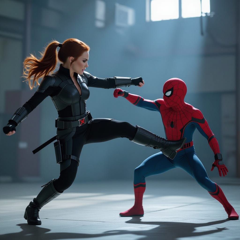 MCU Black Widow vs Spider-Man Hand-to-Hand Combat