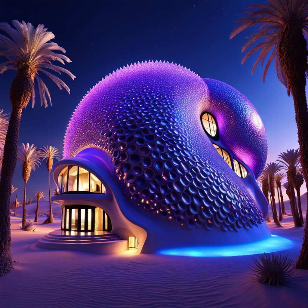 Futuristic Sea Snail House on Desert Planet