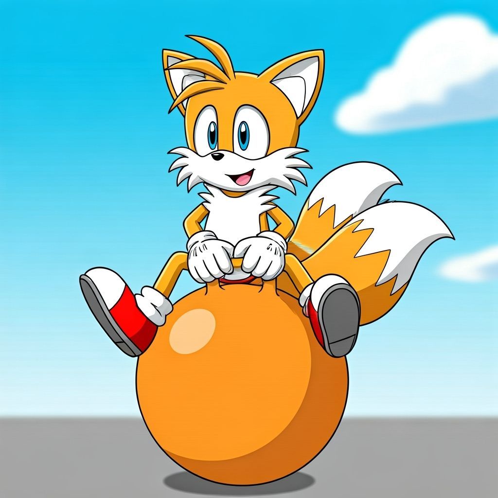 Tails the Fox Bounces on a Hopper Ball