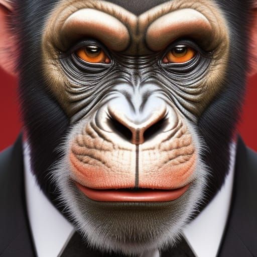 Chimpanzee Joker Portrait in Detailed Concept Art Style