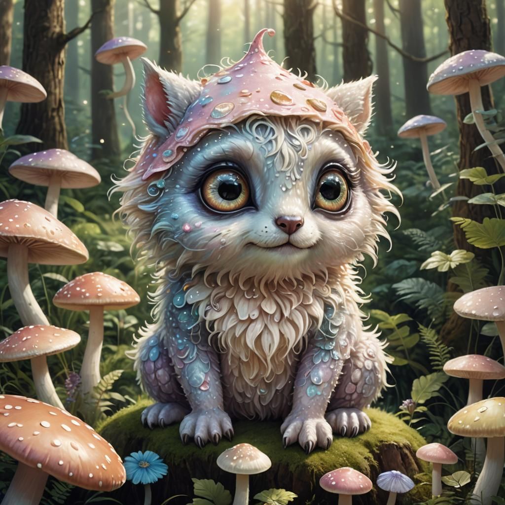 Pastel Snurflotzer in Sunlit Forest: Whimsical Digital Art