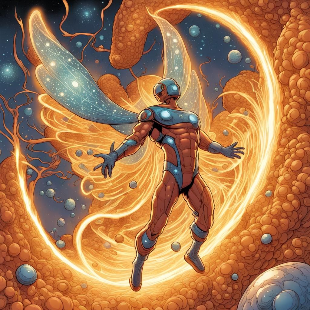 Energetic Mitochondria in Comic Book Art Style