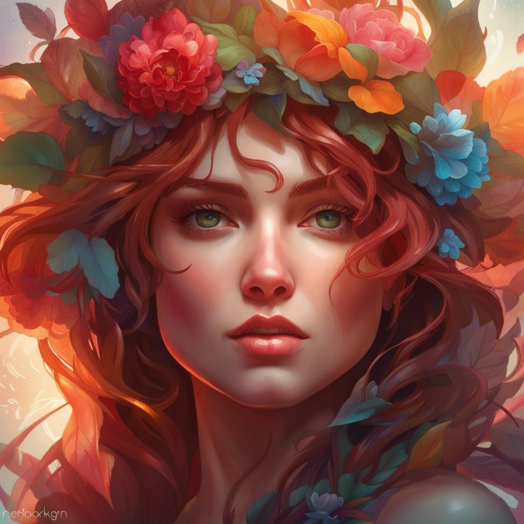 Persephone Portrait: Hyperdetailed Art Nouveau Concept